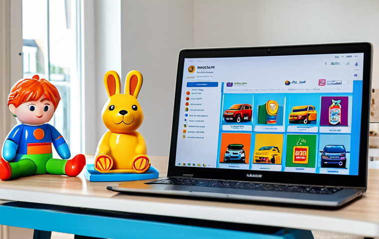 Smart Shopping**
A parent, fully clothed in casual wear, using a laptop to compare toy prices on a website. The scene is set in a bright, modern living room. The laptop screen displays a price comparison website with various colorful toys. Safe for work, appropriate content, family-friendly, perfect anatomy, natural proportions, professional digital art.
**